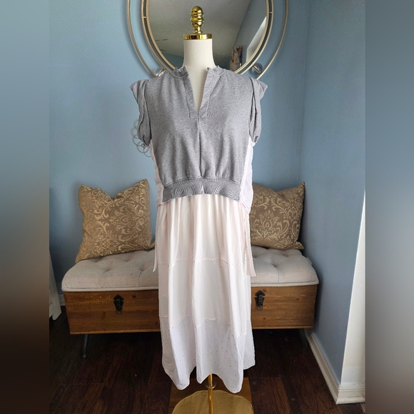 3.1 Phillip Lim Combo Tiered Sweatshirt Midi Dress - Picture 2 of 10